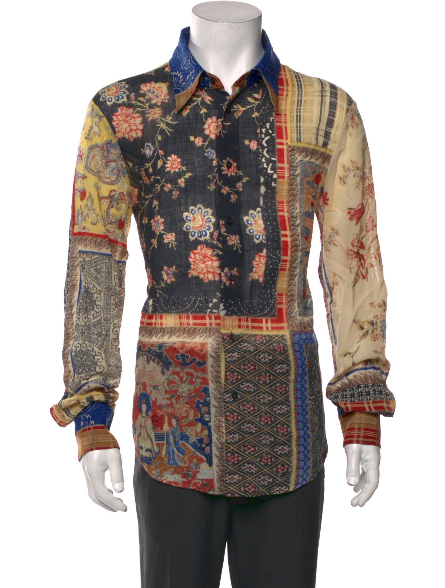 Just Cavalli Virgin Wool Floral Print Shirt