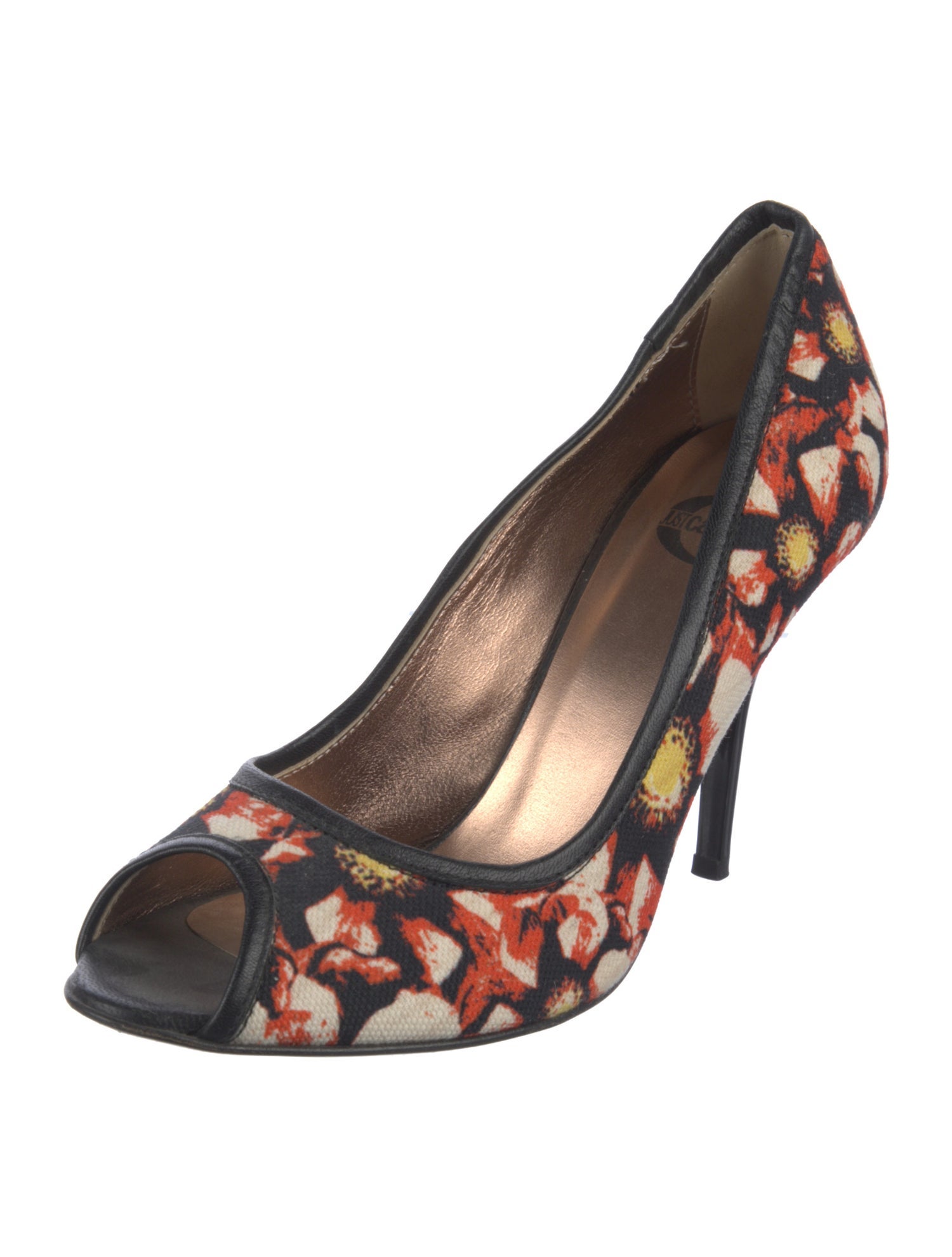 Just Cavalli Canvas Floral Print Sandals
