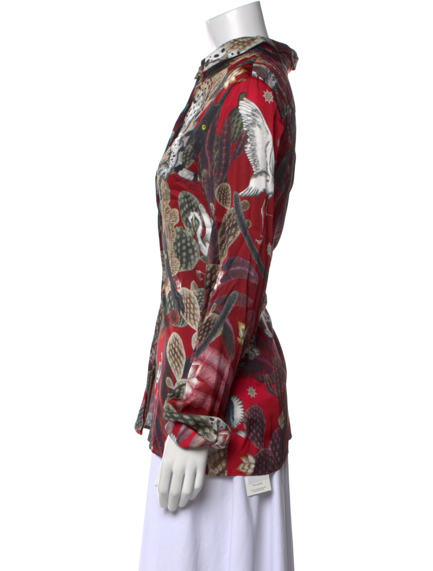 Just Cavalli Printed Long Sleeve Button-Up Top