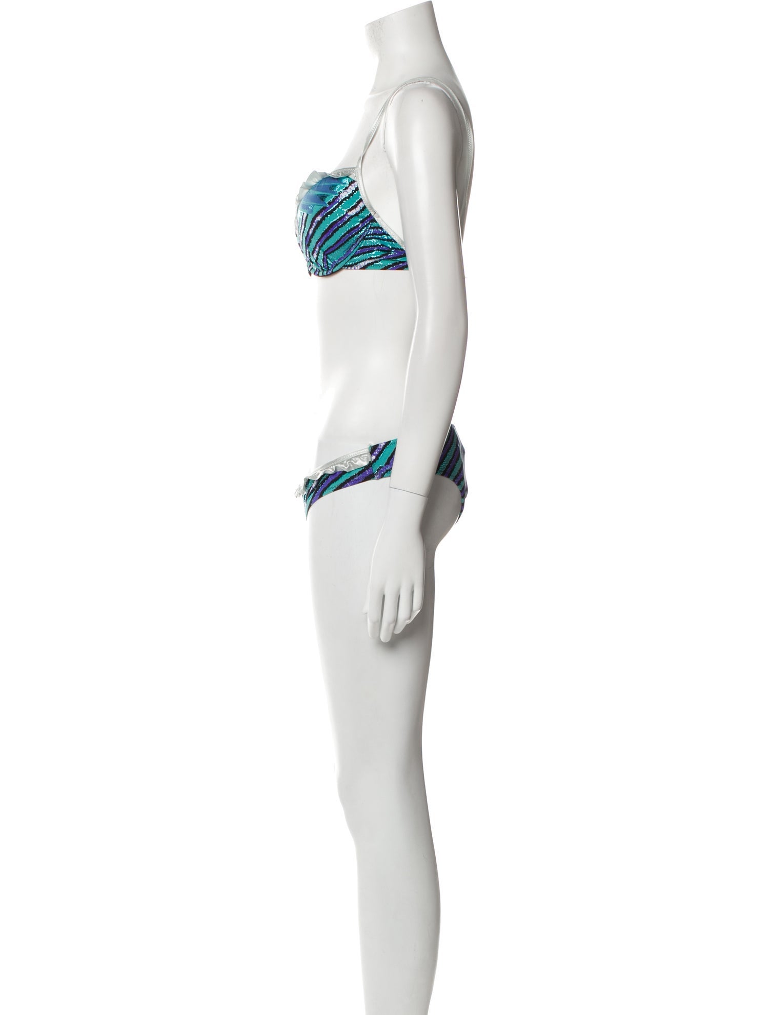 Just Cavalli Striped Scalloped Accent Bikini w/ Tags