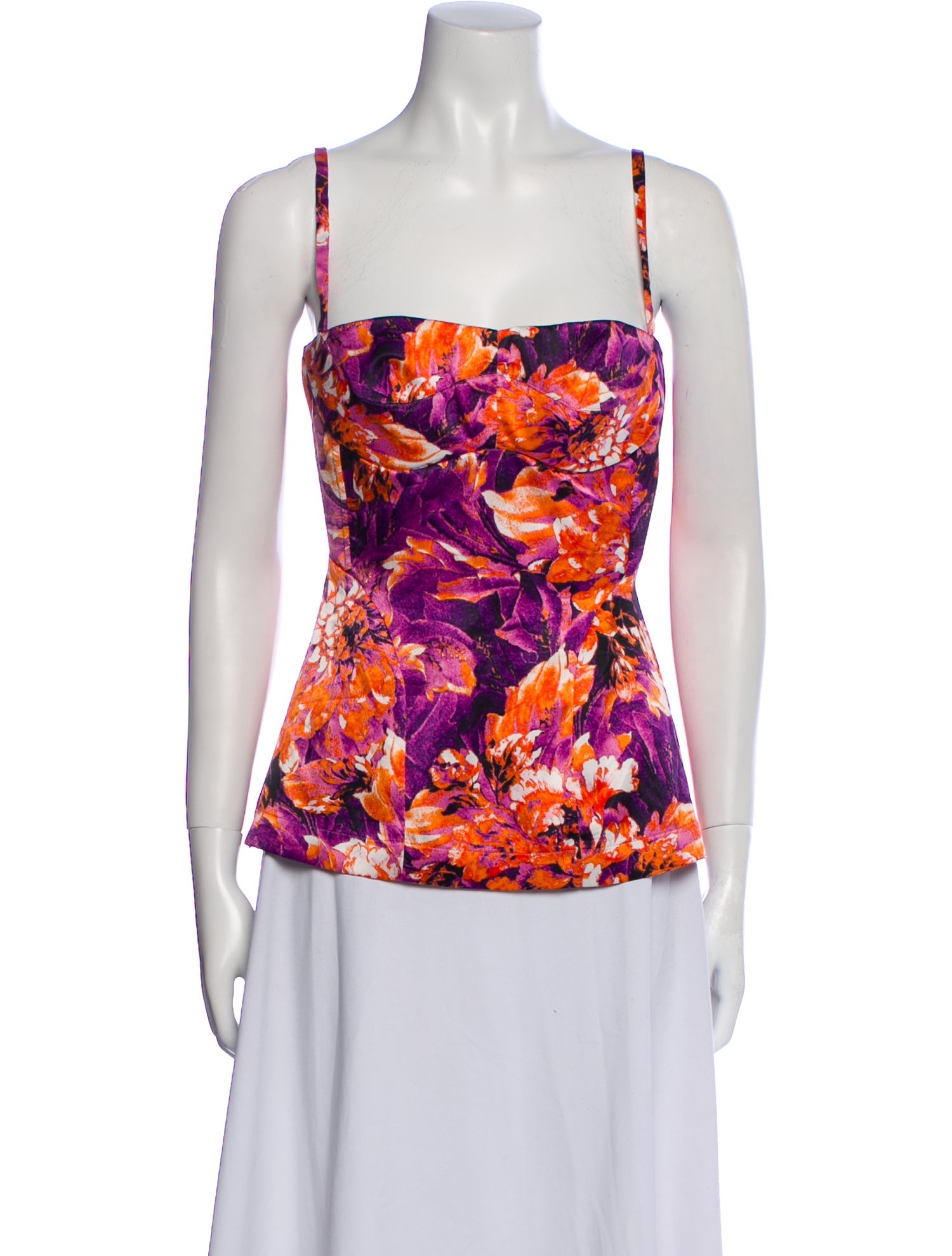 Just Cavalli Floral Print Square Neckline Top