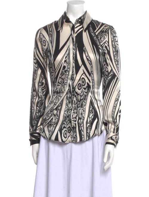 Just Cavalli Silk Printed Button-Up Top