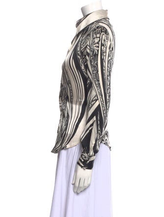 Just Cavalli Silk Printed Button-Up Top