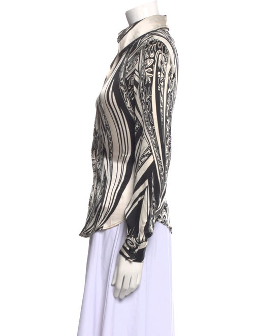 Just Cavalli Silk Printed Button-Up Top