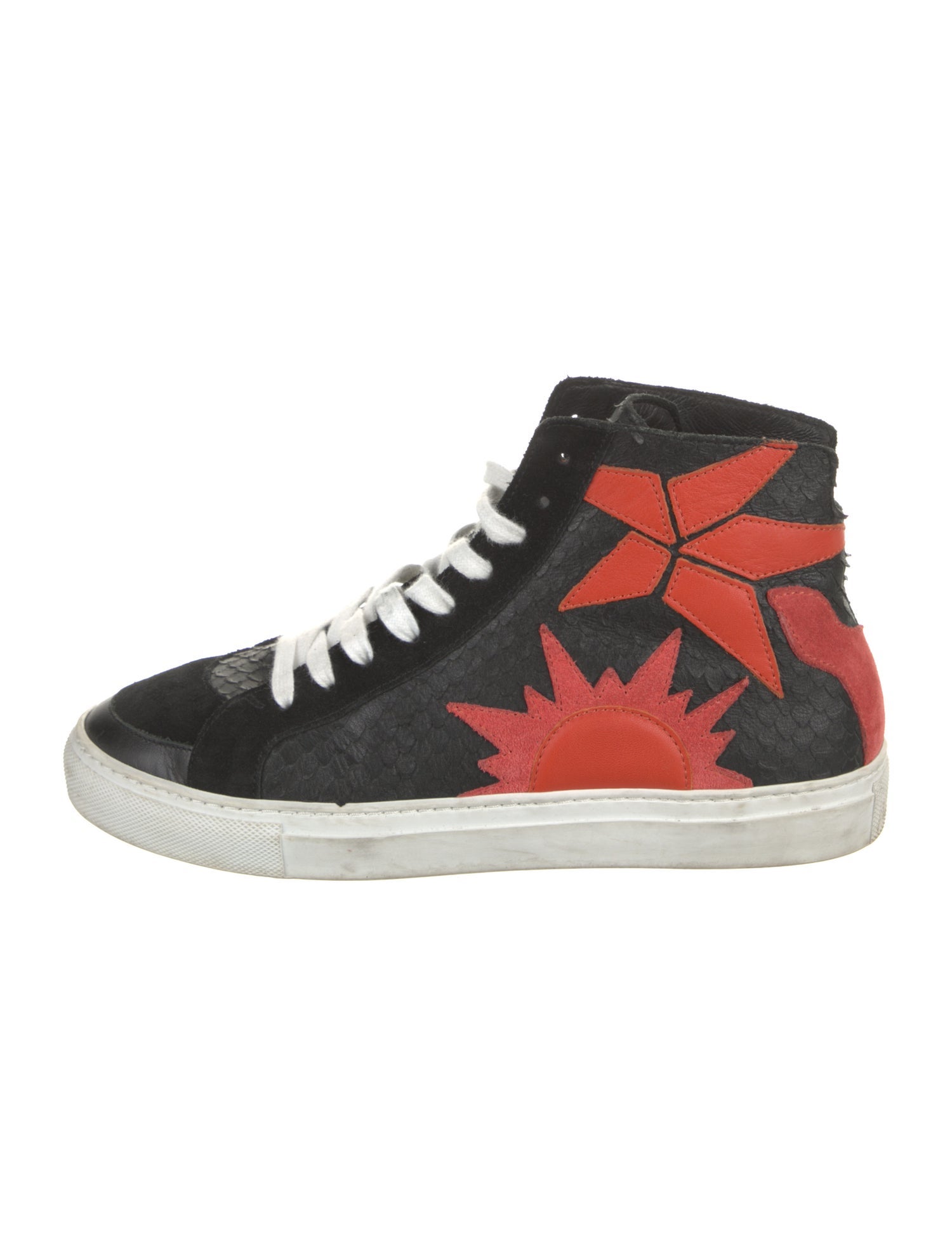 Just Cavalli Leather Floral Print Sneakers