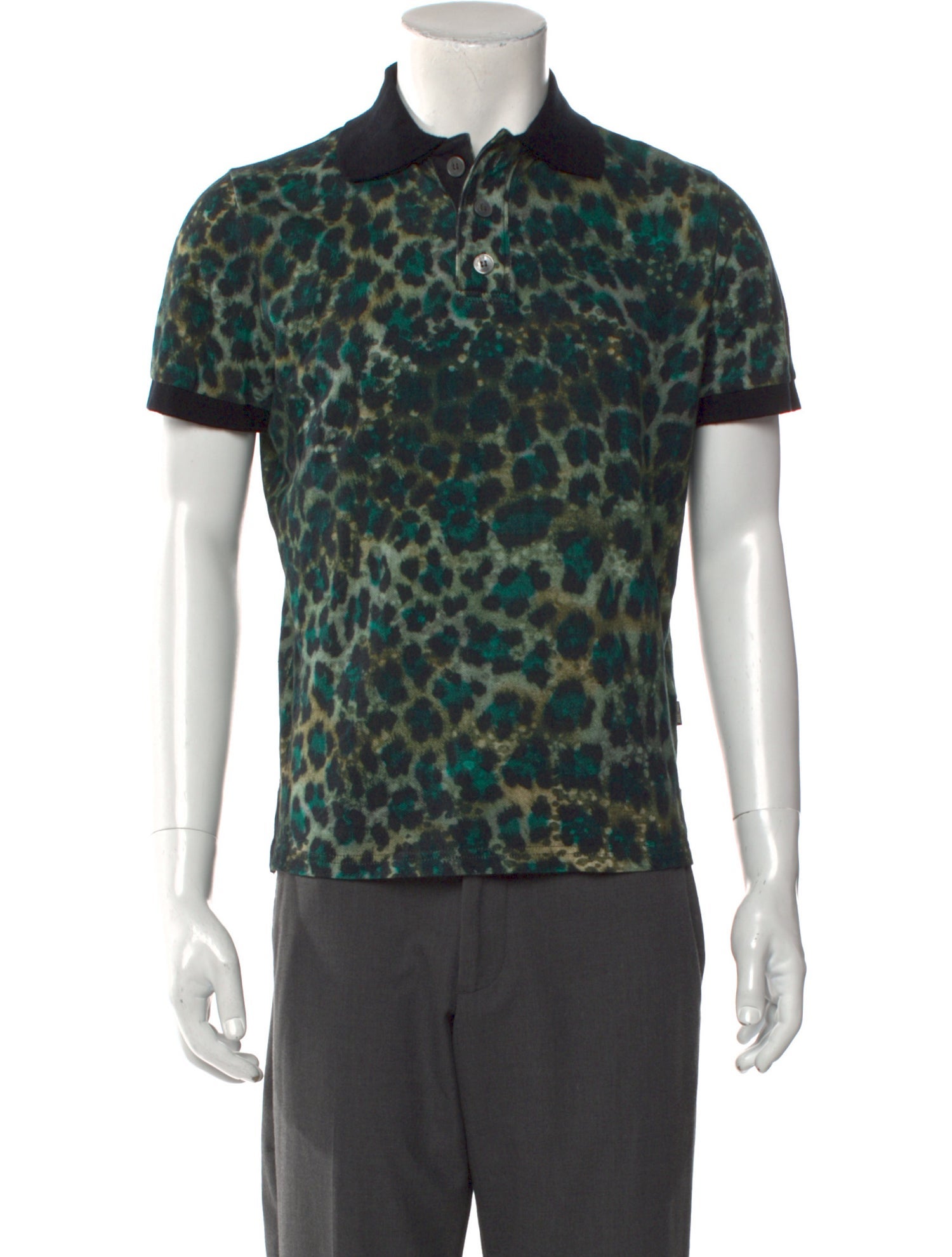 Just Cavalli Animal Print V-Neck Polo Shirt