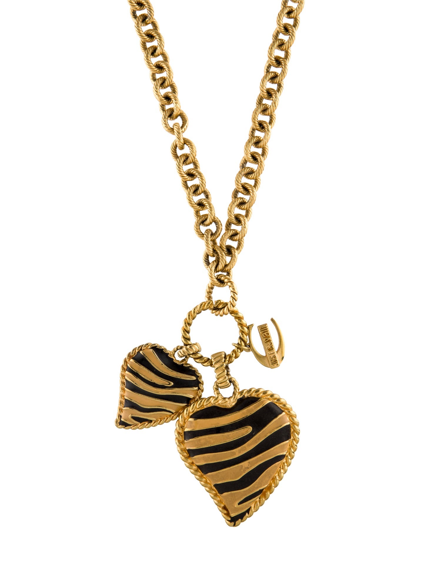 Just Cavalli Enamel Zebra Heart Pendant Necklace
