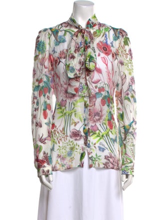 Just Cavalli Floral Print Long Sleeve Button-Up Top