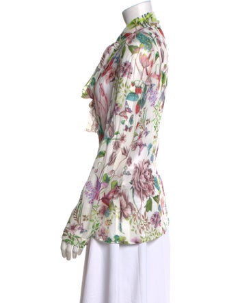 Just Cavalli Floral Print Long Sleeve Button-Up Top