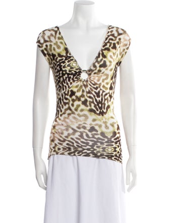 Just Cavalli Animal Print V-Neck Top