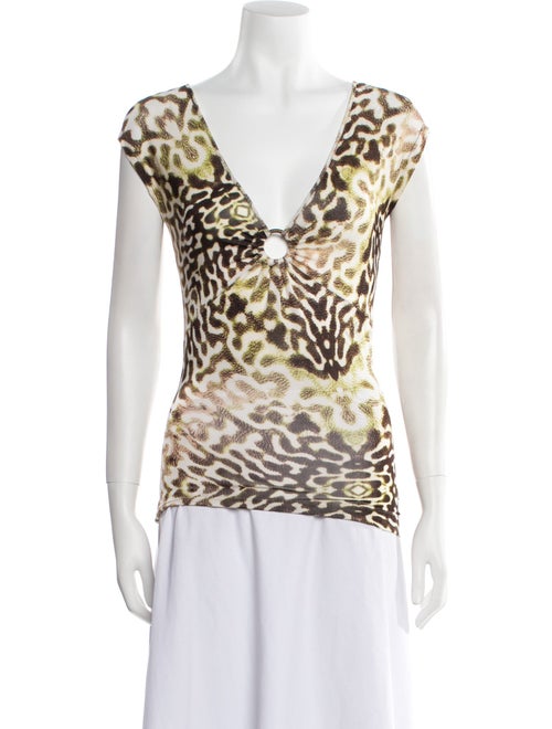 Just Cavalli Animal Print V-Neck Top