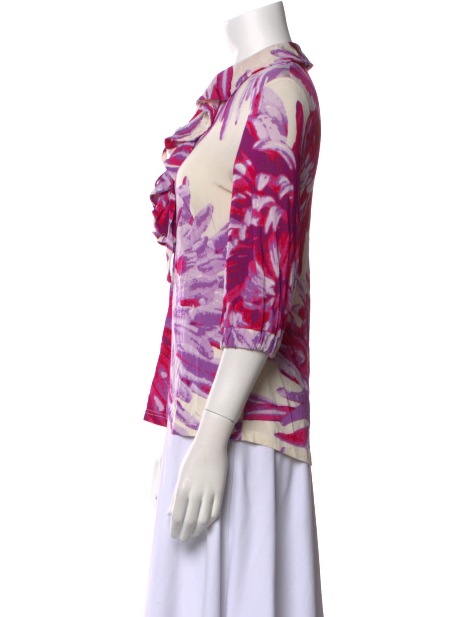 Just Cavalli Floral Print V-Neck Blouse