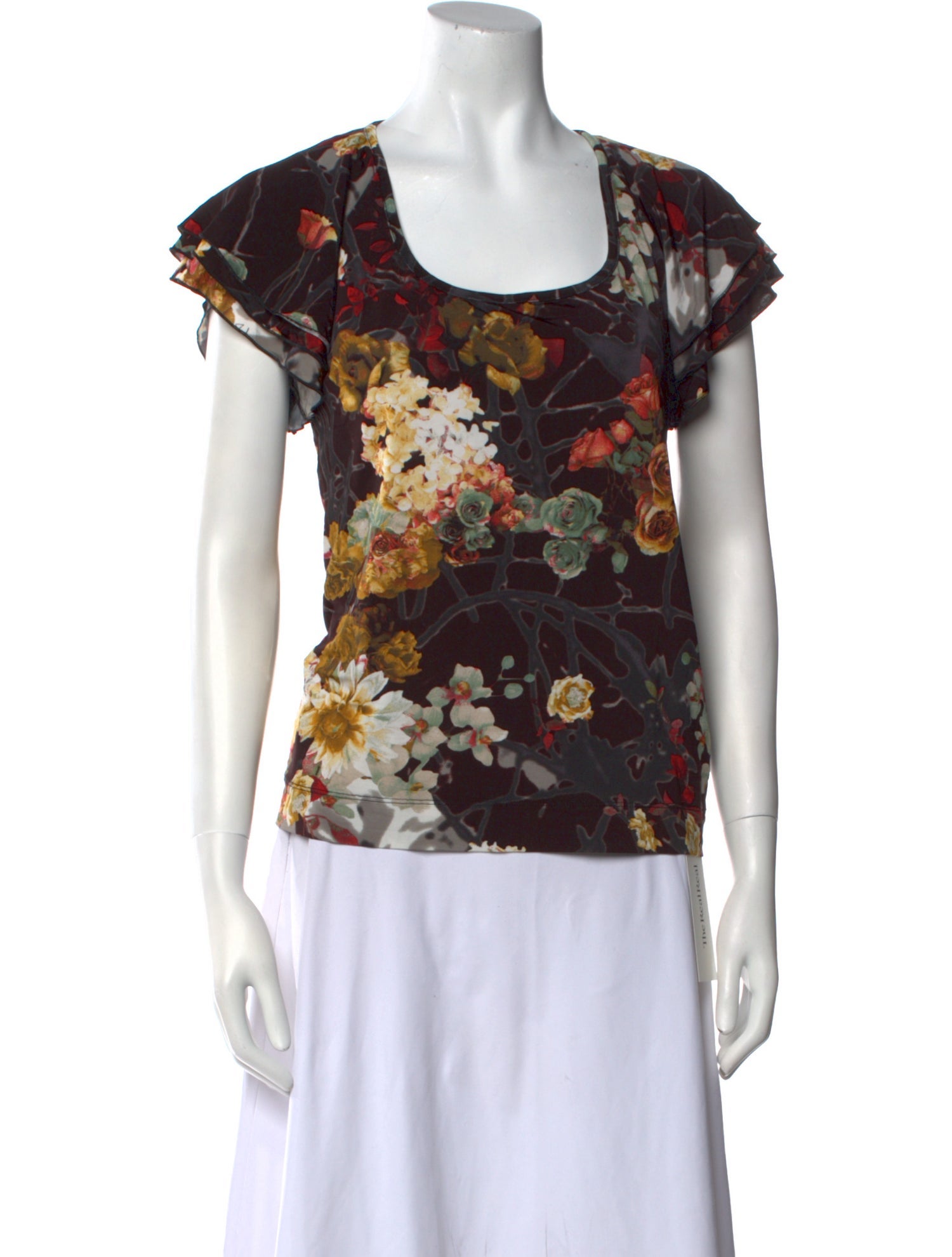 Just Cavalli Floral Print Scoop Neck Blouse