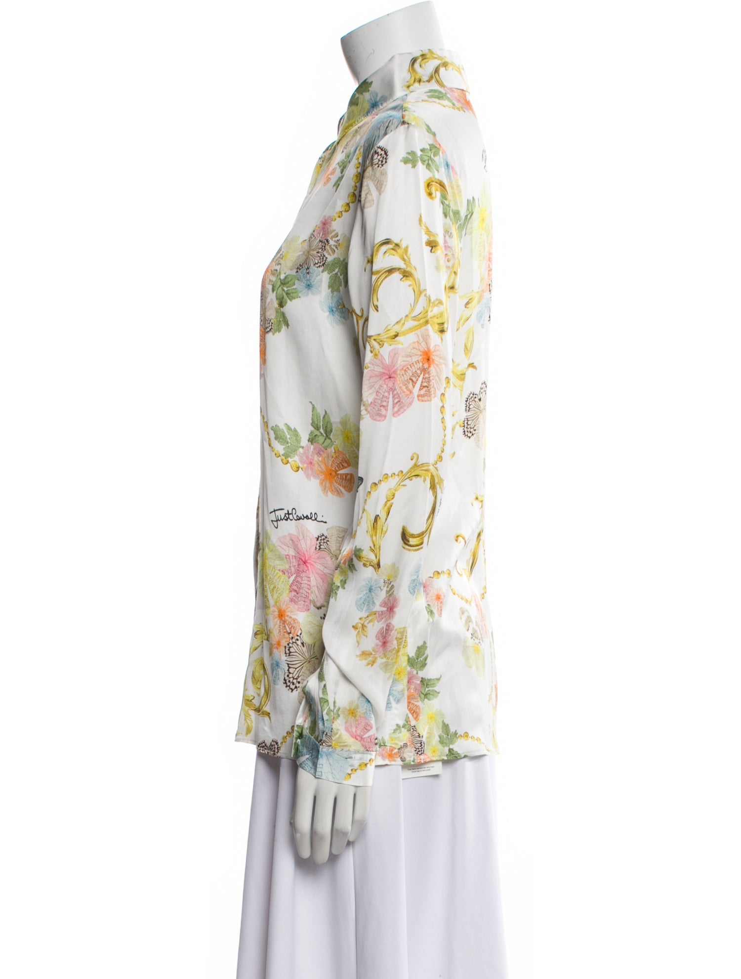 Just Cavalli Floral Print Long Sleeve Button-Up Top