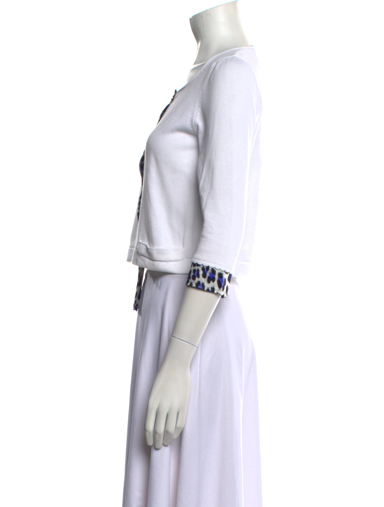 Just Cavalli Scoop Neck Three-Quarter Sleeve Crop Top