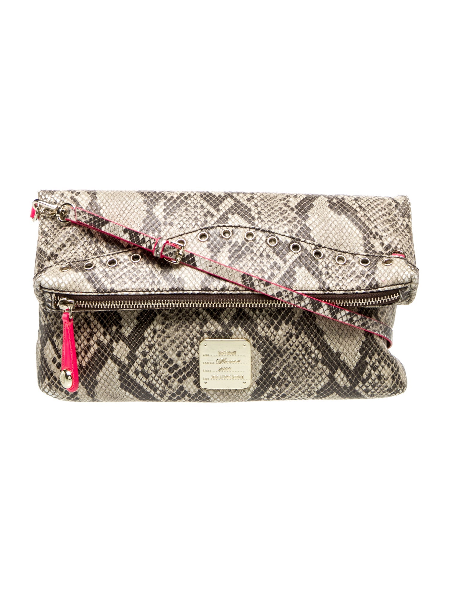 Just Cavalli Embossed Leather Clutch