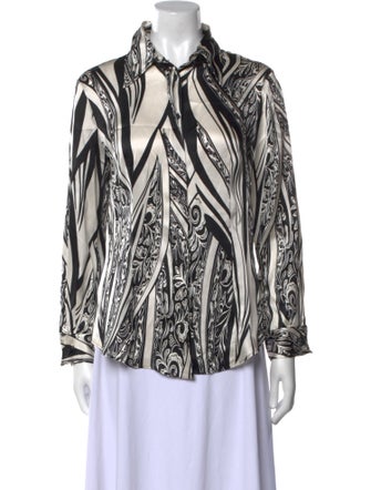 Just Cavalli Silk Printed Button-Up Top