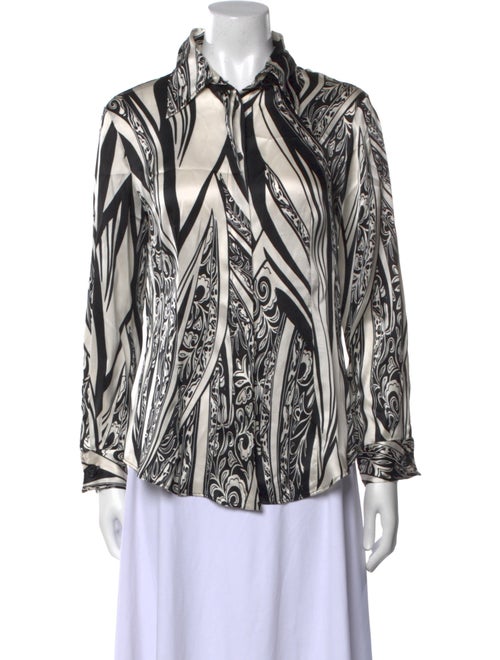 Just Cavalli Silk Printed Button-Up Top