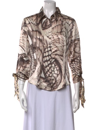 Just Cavalli Silk Printed Button-Up Top
