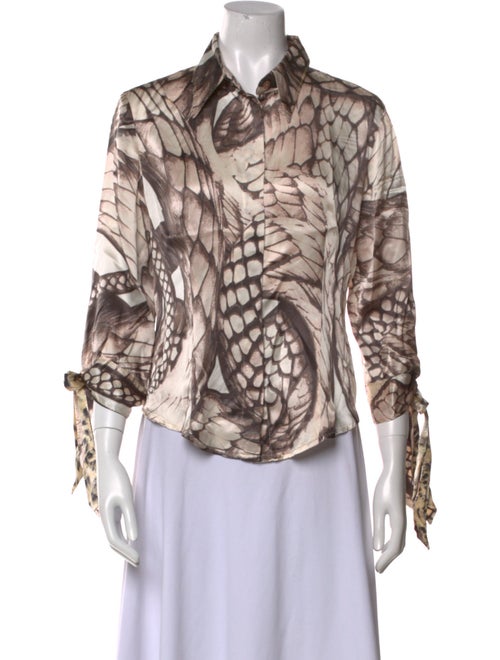 Just Cavalli Silk Printed Button-Up Top