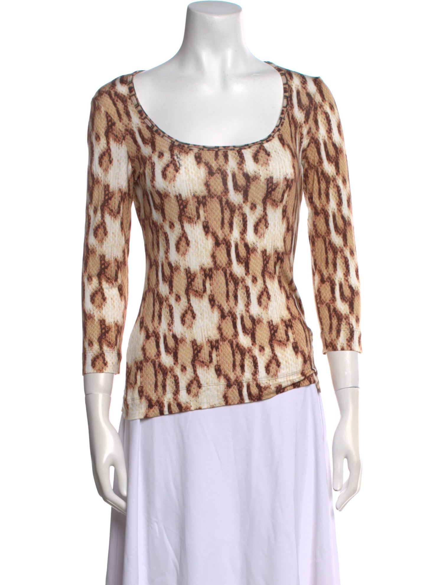 Just Cavalli Animal Print Scoop Neck Top
