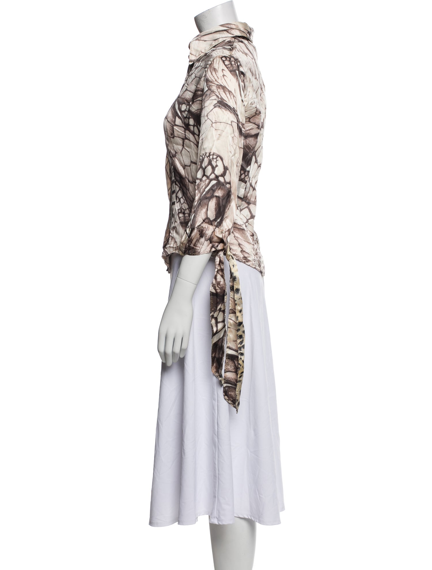 Just Cavalli Silk Printed Button-Up Top