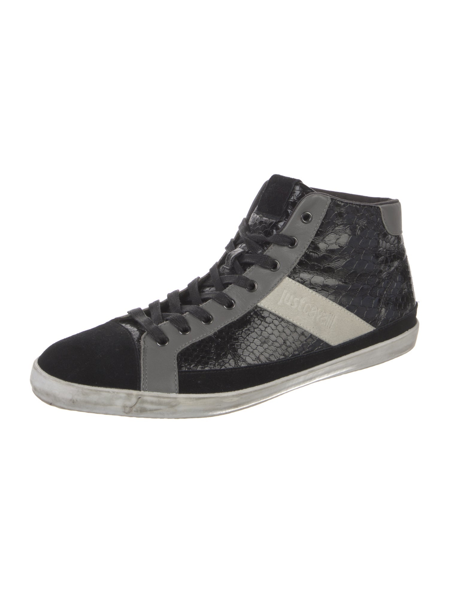 Just Cavalli Leather Colorblock Pattern Sneakers