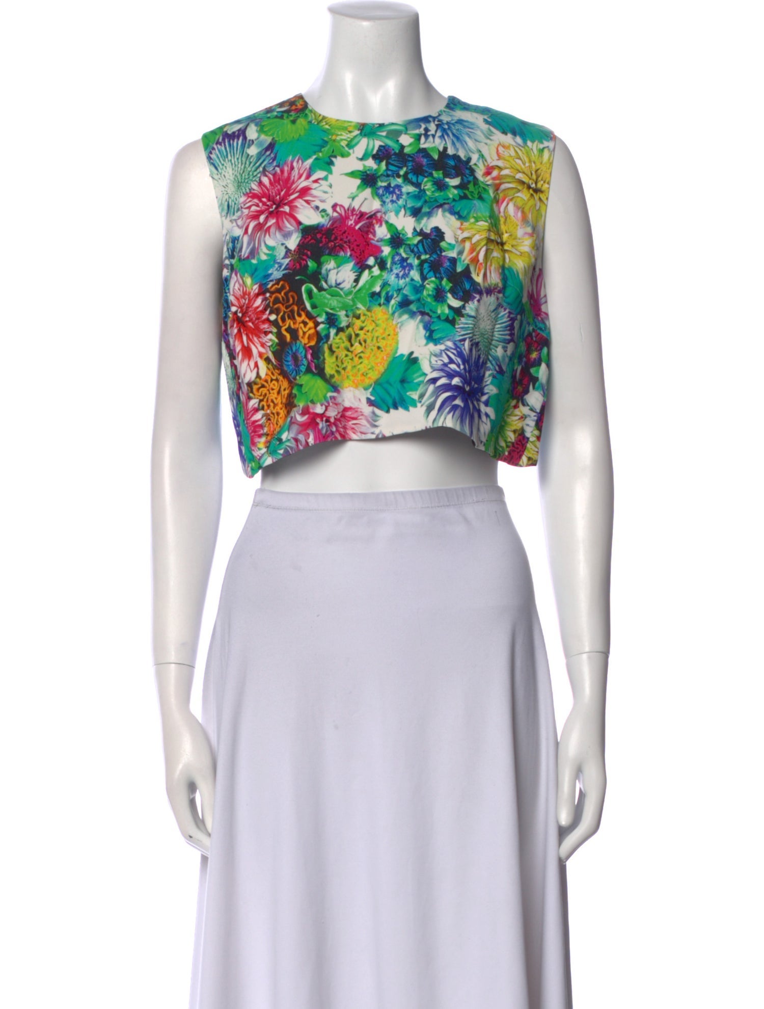 Just Cavalli Floral Print Crew Neck Crop Top