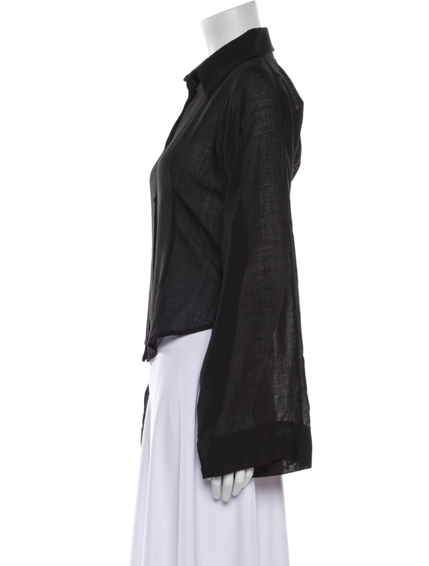 Just Cavalli Virgin Wool Long Sleeve Button-Up Top