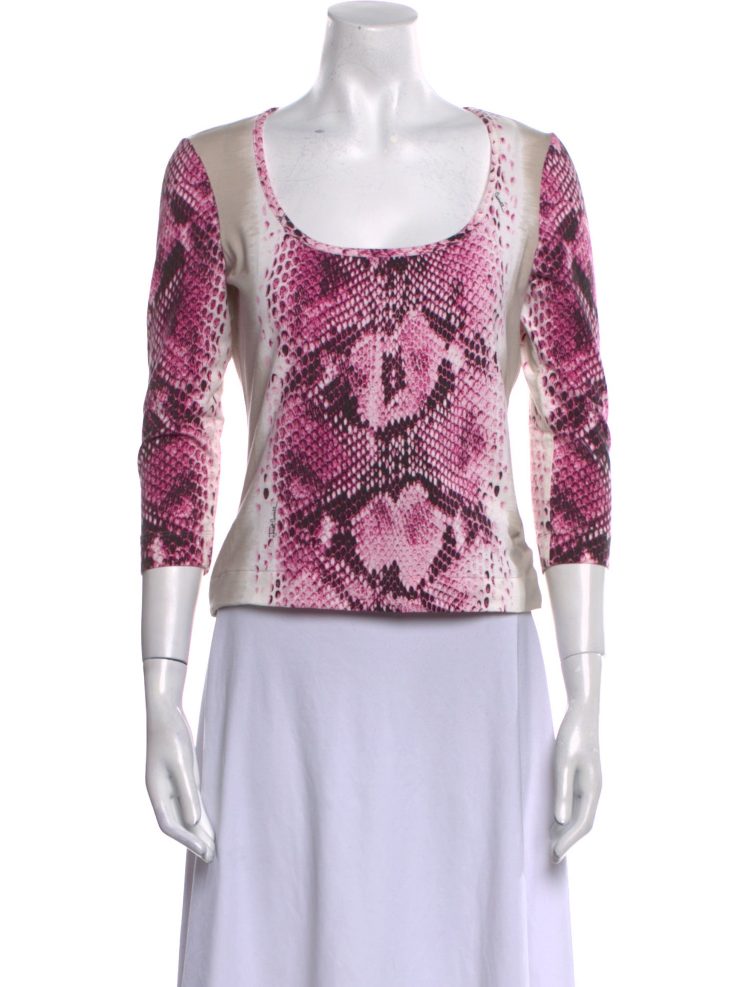 Just Cavalli Animal Print Scoop Neck Crop Top