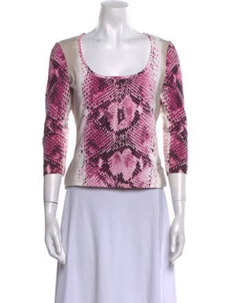 Just Cavalli Animal Print Scoop Neck Crop Top