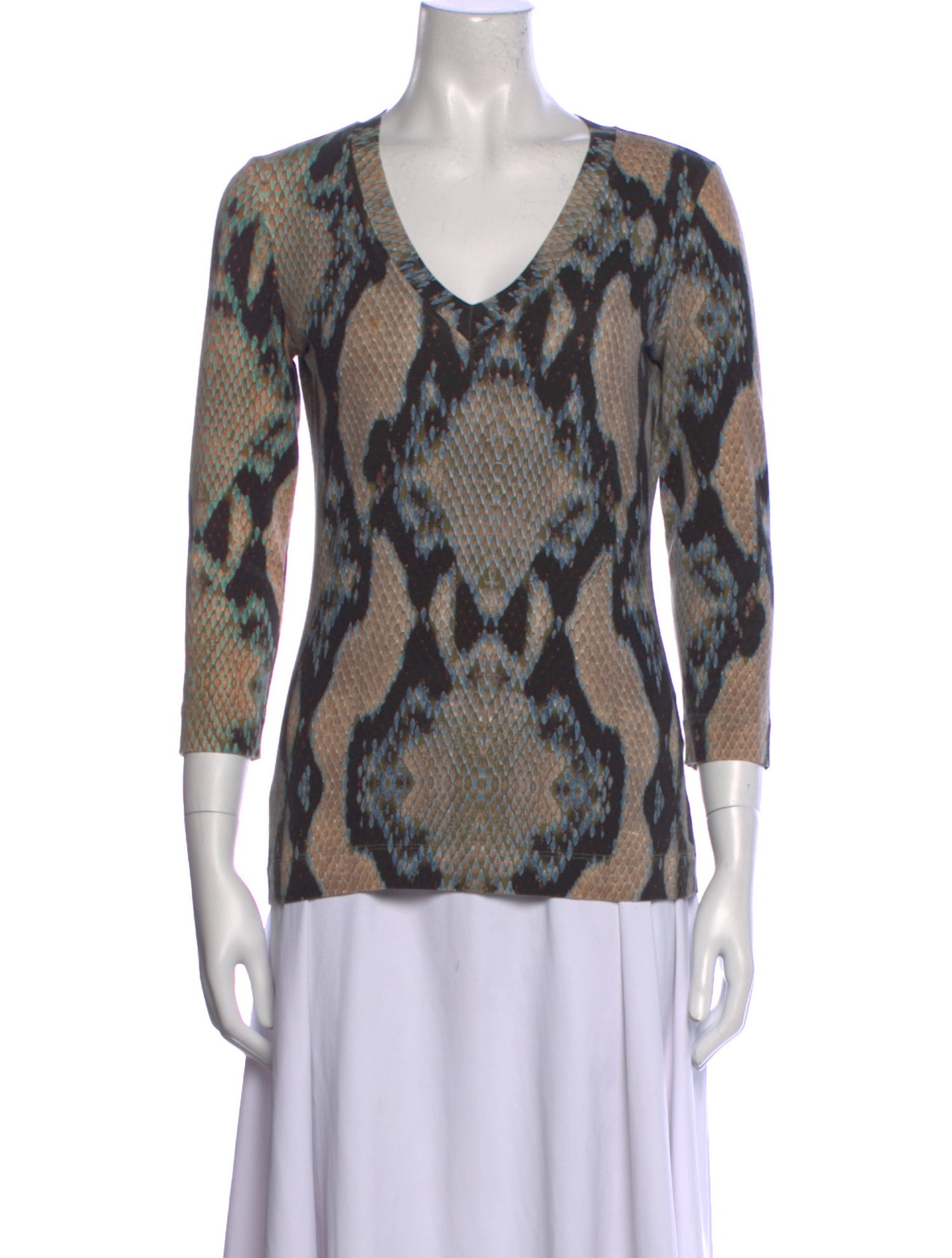 Just Cavalli Animal Print V-Neck Blouse
