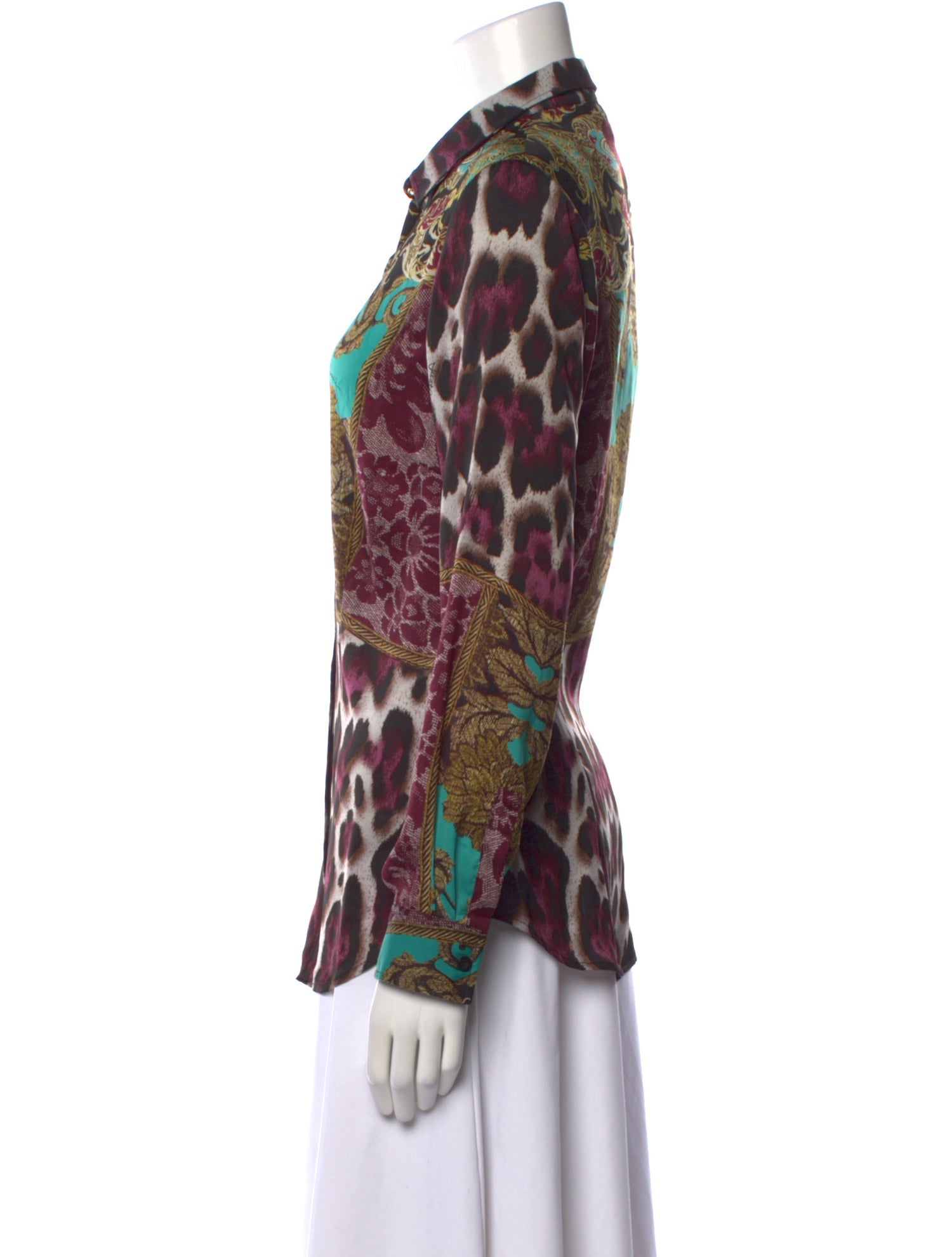 Just Cavalli Animal Print Long Sleeve Button-Up Top