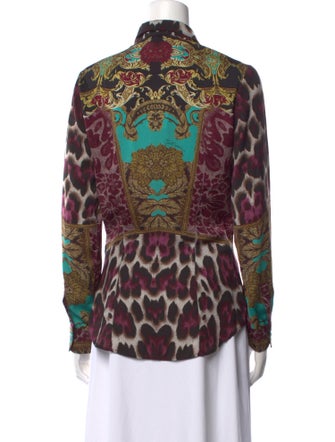 Just Cavalli Animal Print Long Sleeve Button-Up Top