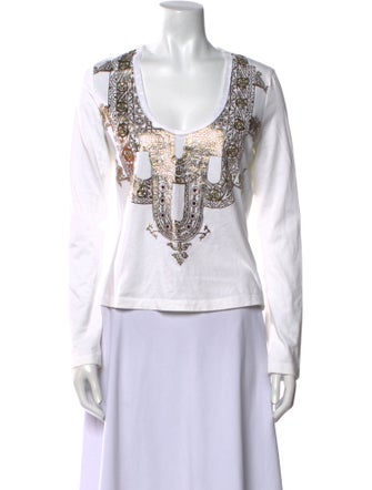 Just Cavalli Graphic Print Scoop Neck Top