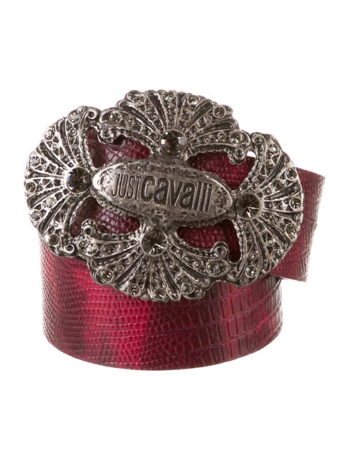 Just Cavalli Embossed Leather Waist Belt