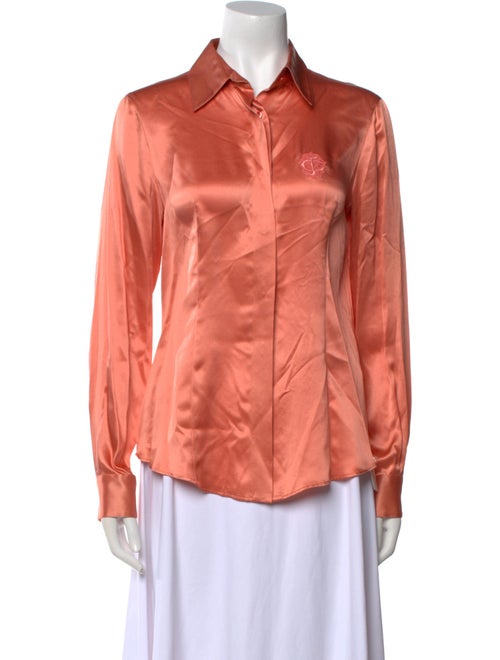 Just Cavalli Silk Long Sleeve Button-Up Top