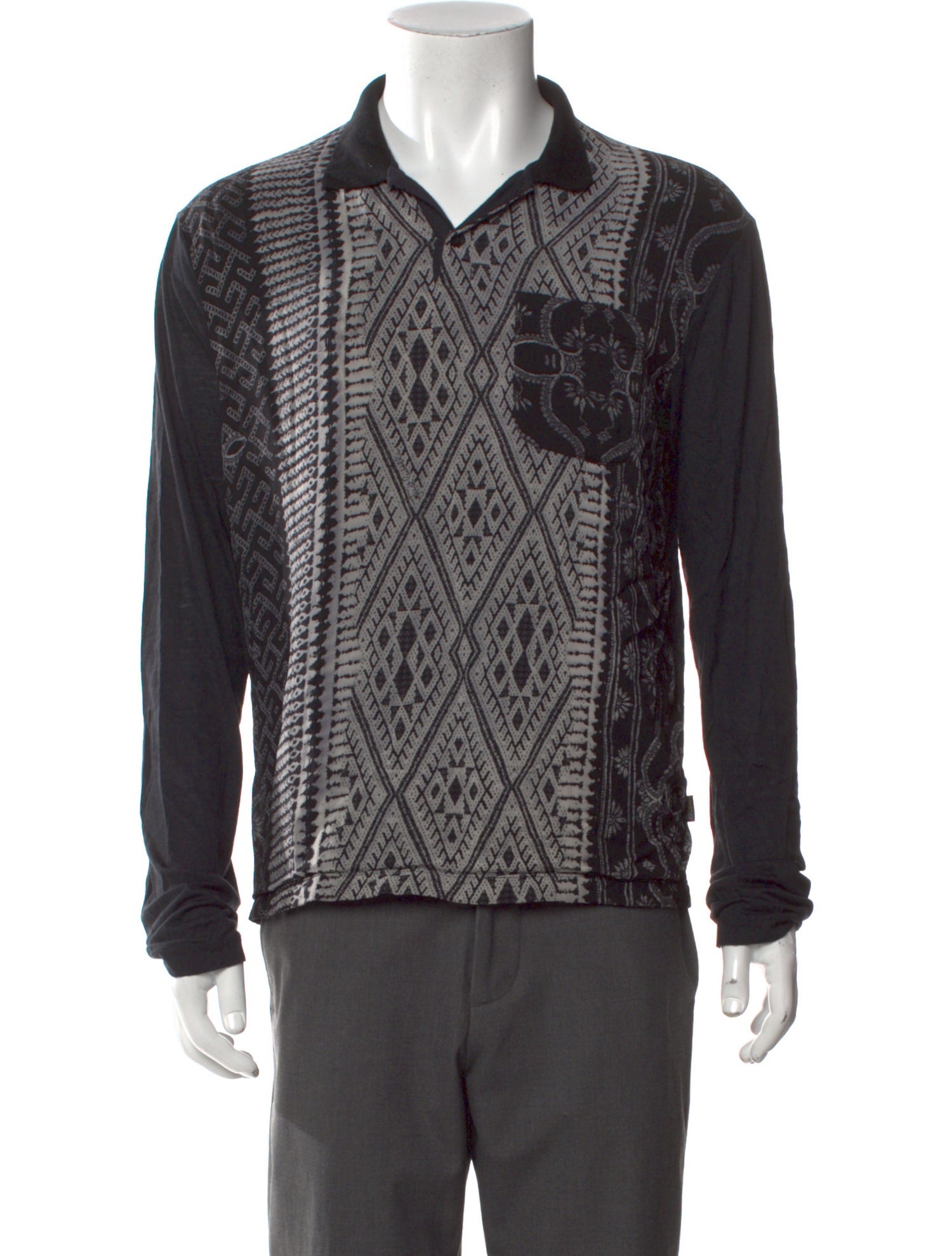 Just Cavalli Printed V-Neck Henley