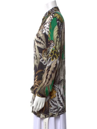 Just Cavalli Printed Long Sleeve Button-Up Top