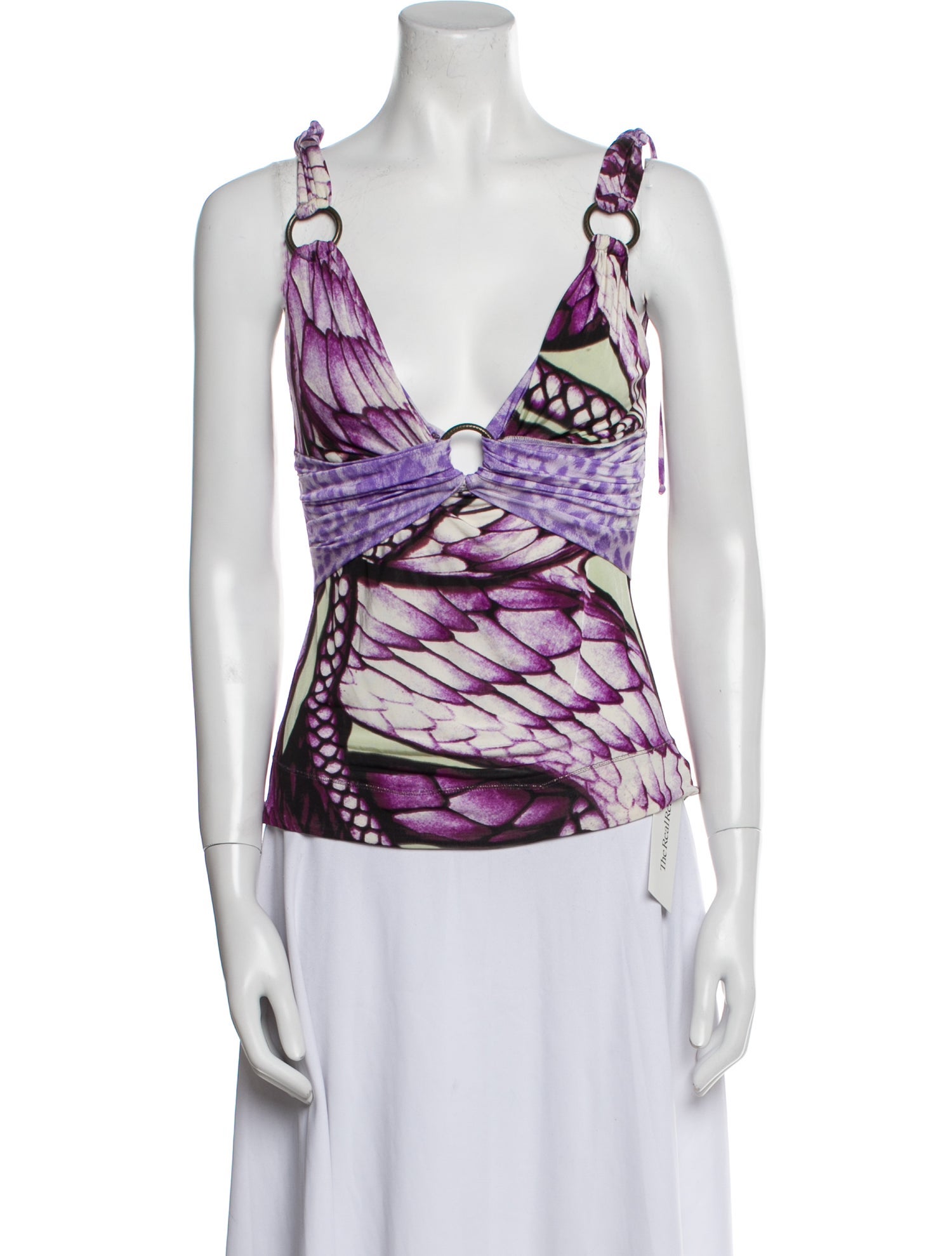 Just Cavalli Printed V-Neck Top