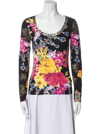 Just Cavalli Floral Print Scoop Neck Top