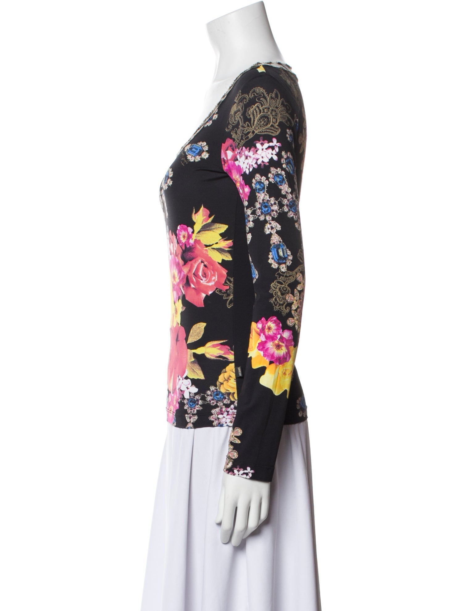 Just Cavalli Floral Print Scoop Neck Top