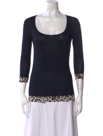 Just Cavalli Scoop Neck Three-Quarter Sleeve Top