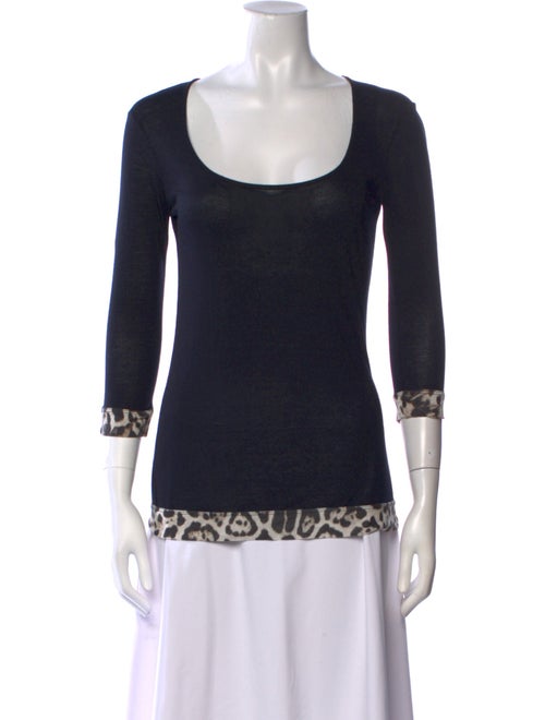 Just Cavalli Scoop Neck Three-Quarter Sleeve Top