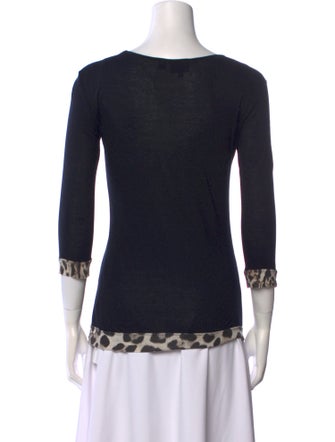 Just Cavalli Scoop Neck Three-Quarter Sleeve Top