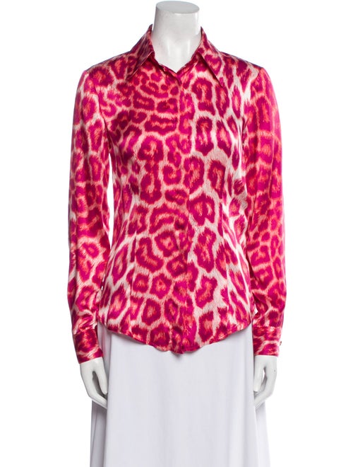Just Cavalli Silk Animal Print Button-Up Top