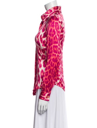 Just Cavalli Silk Animal Print Button-Up Top
