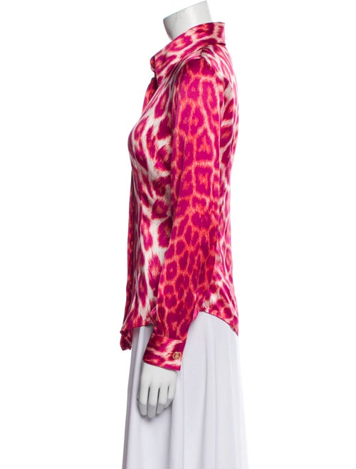 Just Cavalli Silk Animal Print Button-Up Top