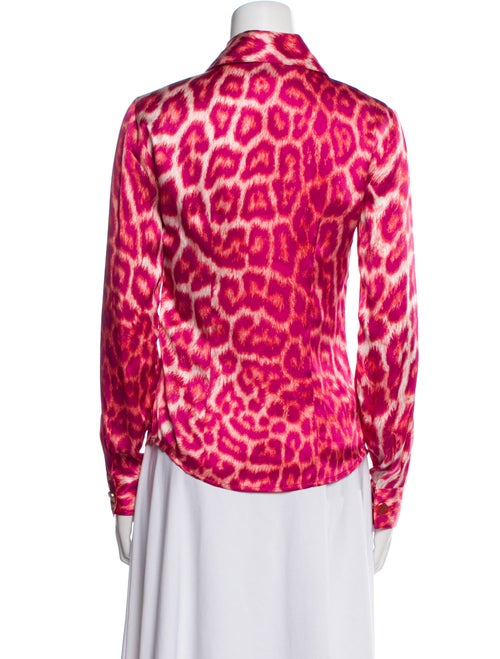 Just Cavalli Silk Animal Print Button-Up Top