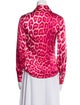 Just Cavalli Silk Animal Print Button-Up Top